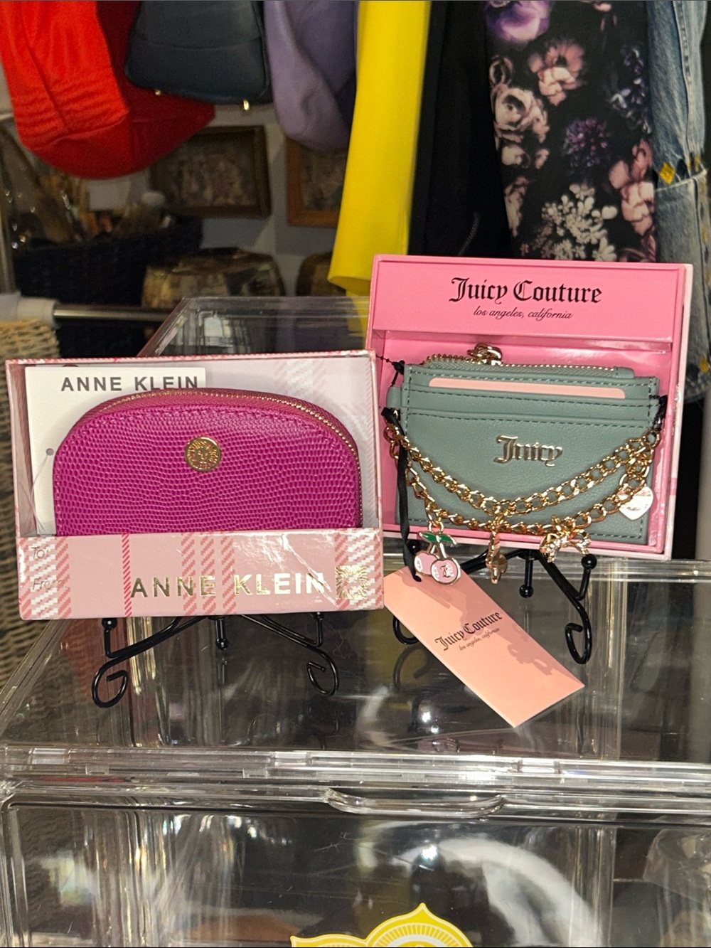 Juicy Couture Sage Card Case with Purse Charm & Anne Klein Curved Card Case NWT